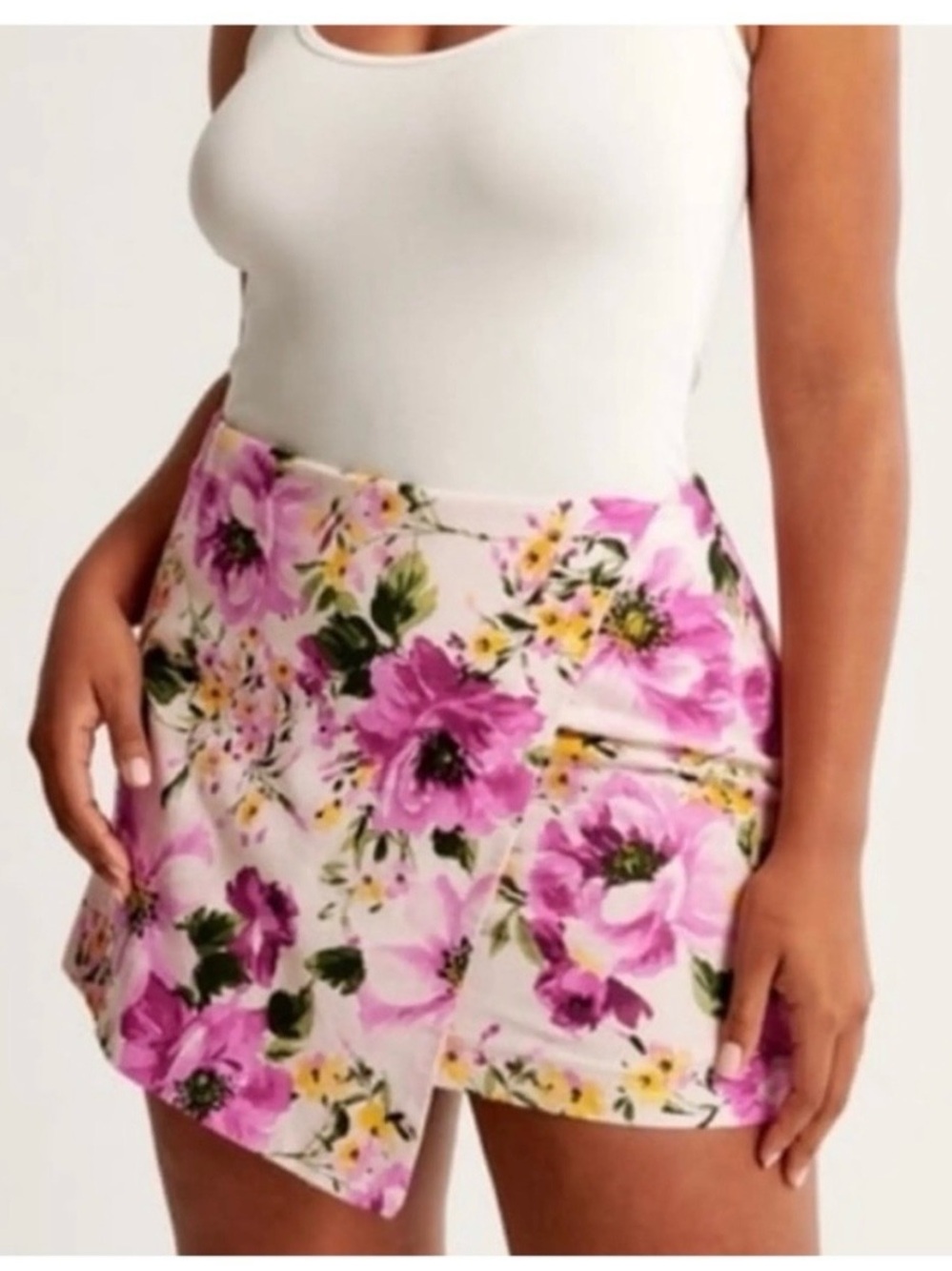 Abercrombie Floral Scarlett Linen-Blend Wrap Skort and Top (sold as a set)